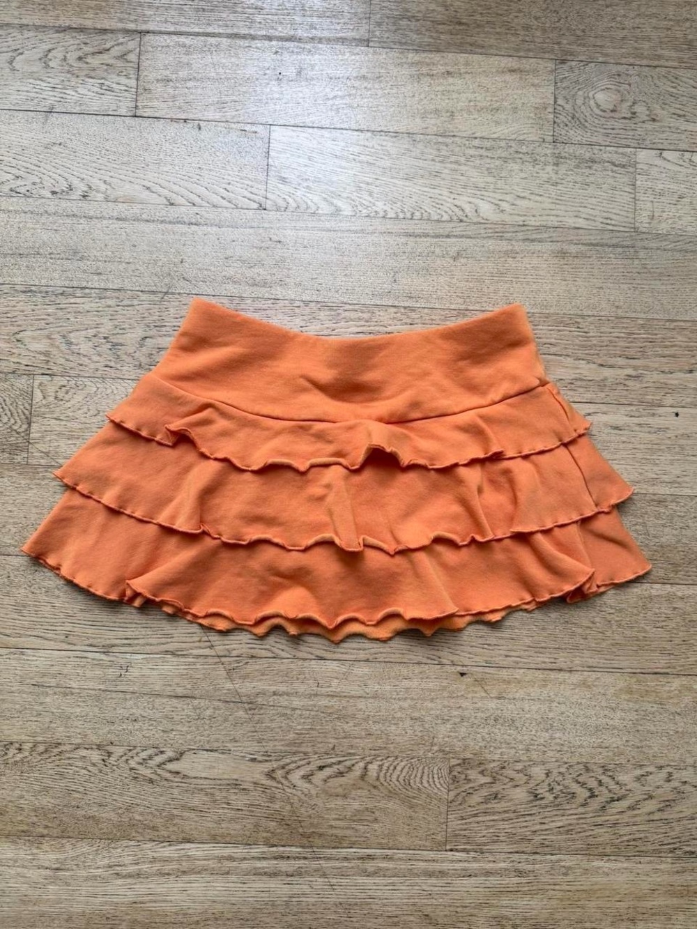 Forever 21 Orange Tiered Ruffle Skater Skirt